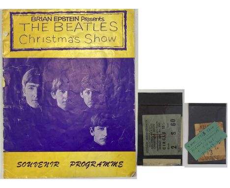 An original programme for The Beatles Christmas Show 1963 as well as an original ticket stub. Also a second stub for the Jan 