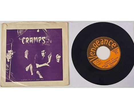 THE CRAMPS - HUMAN FLY/DOMINO 7" (US 1978 COPY - VENGEANCE RECORDS 668). A clean example early US copy of the raucous second 