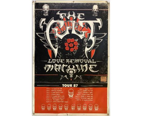 An original 1987 poster advertising the release of 'Love Removal Machine' as well as dates on The Cult's 'Electric' tour. Rol