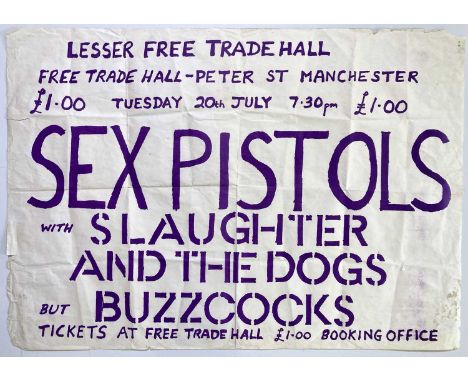 An original concert poster advertising the second of the two legendary concerts in Manchester in July 1976 with the Sex Pisto
