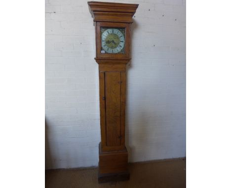 An elm cased 30 hour longcase clock with an associated posted frame movement, the 10" brass dial signed Tho Muddle Rotherfiel