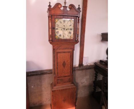 An oak and mahogany eight day longcase clock by W. Evans of Shrewsbury - painted 13" or 33 cm dial with subsidiary seconds di