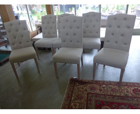 A set of six new upholstered button back chairs 