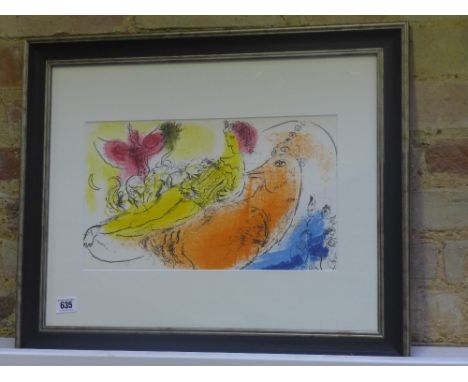 Mavc Chagall original Lithograph - The Accordionist 1957 printed by Mourlot  - frame size 58 cm x 49 cm 