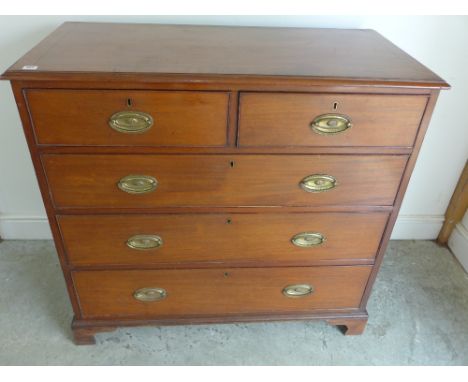 A 19th century mahogany five drawer chest on bracket feet - Height 1.04 m x Width 1.1 m x Depth 53 cm