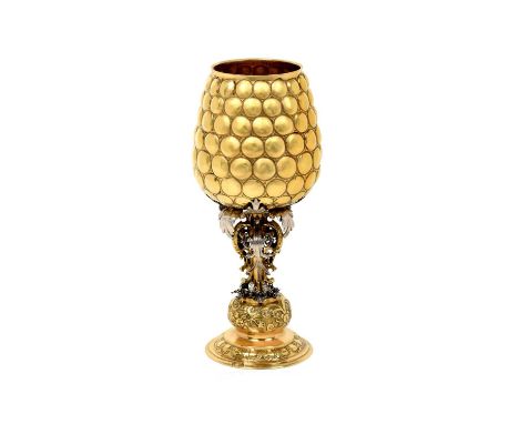 A German Parcel-Gilt Silver Cup,  by David Weinhold, Augsburg, First Quarter 17th Century  the tapering bowl lobed to simulat
