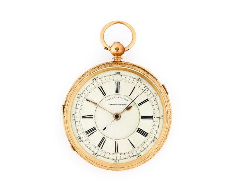 An 18 Carat Gold Open Faced Chronograph Pocket Watch, 1894, key wound lever movement, enamel dial with Roman numerals, outer 