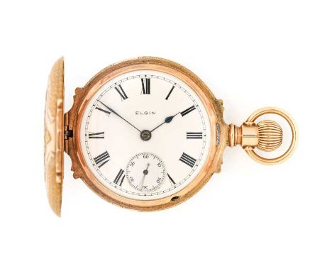 Elgin: A 14 Carat Two Colour Gold Full Hunter Keyless Pocket Watch, signed Elgin, National Watch Co, USA, 1906, manual wound 