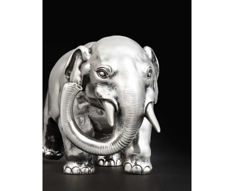 A Russian Silver Table-Lighter in the Form of an Indian Elephant,  by Fabergé, With Imperial Warrant, St Petersburg, 1899-190