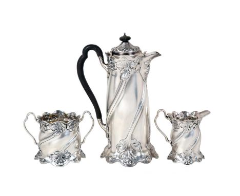 A Three-Piece Victorian Silver Coffee-Service,  by Charles Edward Nixon, Sheffield, 1900, Retailed by Northern Goldsmiths Co.