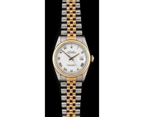 Rolex: A Steel and Gold Automatic Calendar Centre Seconds Wristwatch, signed Rolex, Oyster Perpetual, Superlative Chronometer
