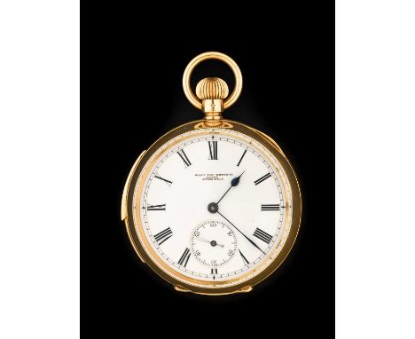 West End Watch Co: An 18 Carat Gold Open Faced Keyless Minute Repeater Pocket Watch, signed West End Watch Co, circa 1900, ma