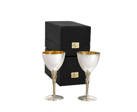A Cased Pair of Elizabeth II Parcel-Gilt Silver Goblets,  by Stuart Devlin, London, One 1977 and One 1978, Numbered 211 and 1