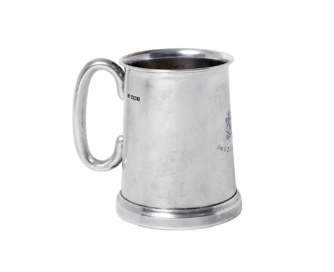 A George V Silver Mug,  by Viners Ltd., Sheffield, 1930 tapering cylindrical and on spreading foot, with loop handle and glas