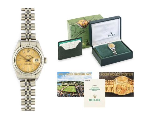 Rolex: A Lady's Automatic Calendar Centre Seconds Wristwatch, signed Rolex, Oyster Perpetual, Superlative Chronometer Officia