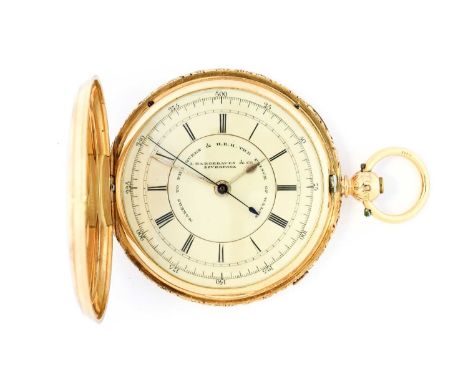 J.Hargreaves &amp; Co: An 18 Carat Gold Full Hunter Chronograph Pocket Watch, signed J.Hargreaves &amp; Co, Liverpool, Maker'
