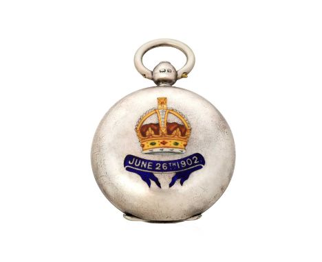 An Edward VII Silver and Enamel Sovereign-Case,  Maker's Mark Lacking, Birmingham, 1901 celebration the coronation of King Ed