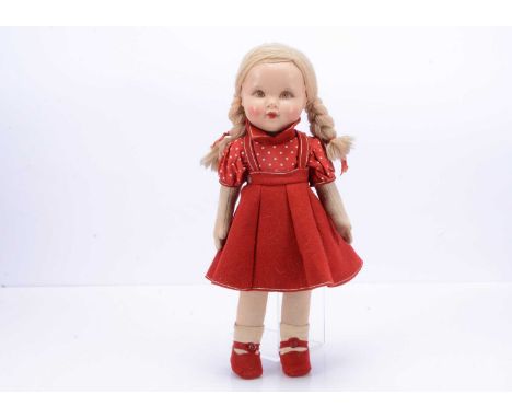 A post-war Dean’s Rag Book Co Susie doll, circa 1949,  with painted composition head, impressed DRB Co. Ltd, brown transfer p