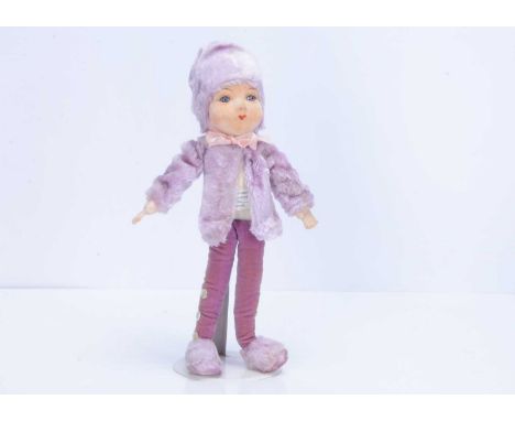 A fine Chad Valley Tango baby doll with dangling legs, 1930s, with pressed velvet head, inset blue and white glass eyes, swiv