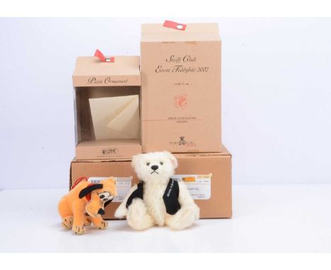A Steiff limited edition Club Event teddy bear 2002,  with white mohair and black waistcoat, 396 for the year, in original bo
