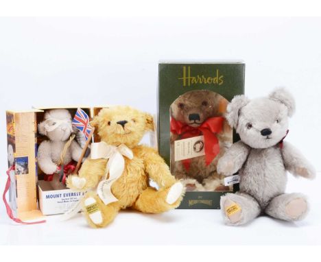 Four Merrythought teddy bears, a limited edition Mount Everest Bear, 411 of 5000, in original presentation box with tag certi