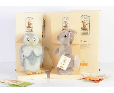 Two Steiff limited edition Owl and Rabbit soft toys from the Classic Pooh Collection, Owl, 2248 of 5000 —10in. (25cm.) high; 