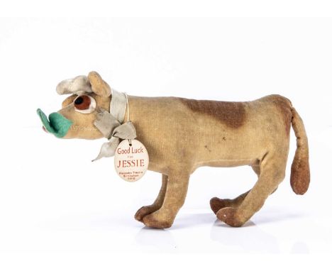 A rare Chad Valley Jessie the cow from Jack and the Beanstalk pantomime toy, 1939-40,  of cream velvet, felt eyes, horns, ton