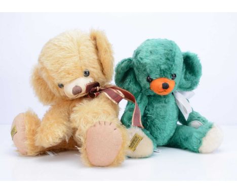 Two Merrythought limited edition Cheeky  teddy bears,  a Patrick Cheeky, 25 of 500, with card tag and a Golden Bean, 6 of 250