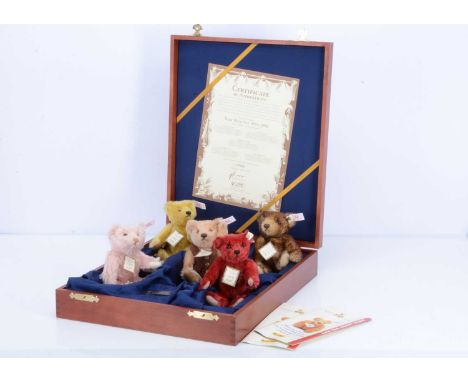 A Steiff limited edition British Collectors UK Baby Bear Set, 1994-1998,  305 of 1847, in wooden presentation case with certi