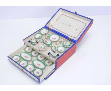 A rare 19th century French fashion doll’s Ménage Porcelaine de Ma Poupee dinner service,  lid marked A.D. Depose, probably fo