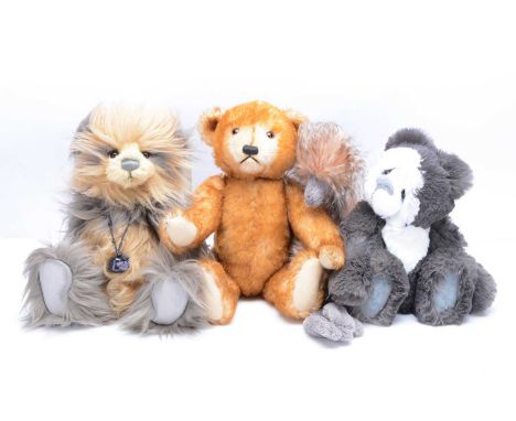 A Steiff yellow tag classic 1928 Petsy replica teddy bear,  with golden tipped  blonde mohair —17in. (43cm.) high; a Charlie 
