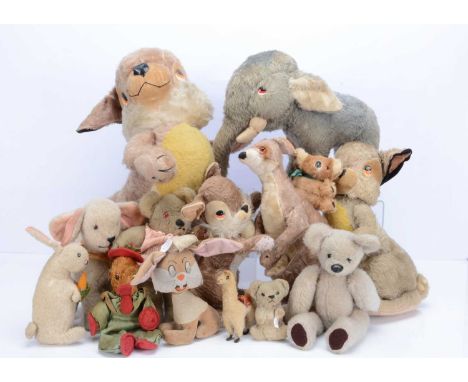 A selection of Merrythought animals and others,  three Disney Thumpers,  the largest —21in. (53.5cm.) high; a Nellie the Elep
