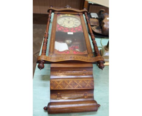 A 19th Century inlaid mahogany wall clock, dial marked G F Stebbings Ber St Norwich