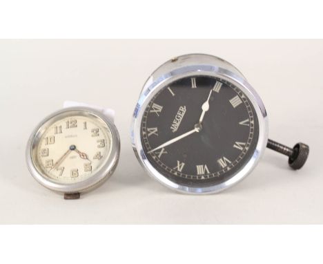 A Stadium car dashboard clock plus a Jaeger British dashboard clock