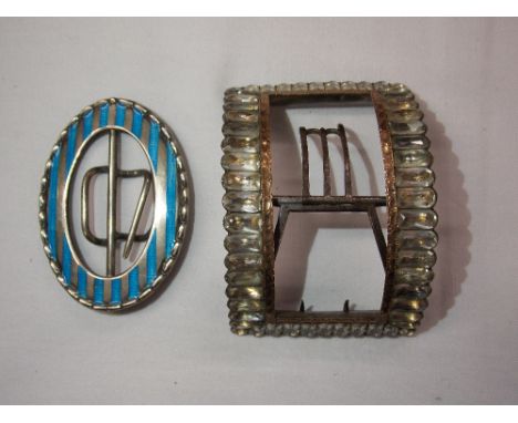 GEORGIAN STEEL BUCKLE AND ENAMEL OVAL BUCKLE