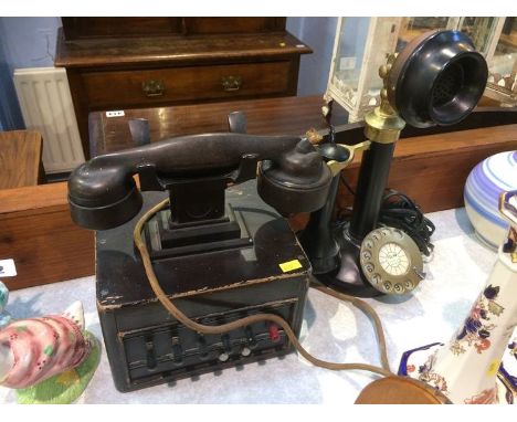 Candlestick, telephone and one other