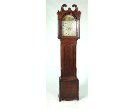 A Late 18th early 19th Century oak and mahogany longcase clock, W. Hewson, Lincoln
The case with a twin swan neck pediment ab