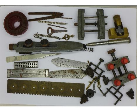 Watchmaker's tools including vice and gauges