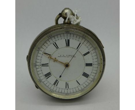 A silver chronometer pocket watch by J.W. Ramsay - Felling on Tyne, the case hallmarked London 1888