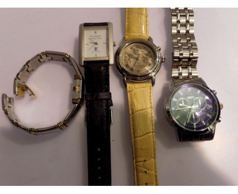 Three gents wristwatches, including a Claude Valentino example, all working at lotting up. UK P&amp;P Group 1 (£16+VAT for th