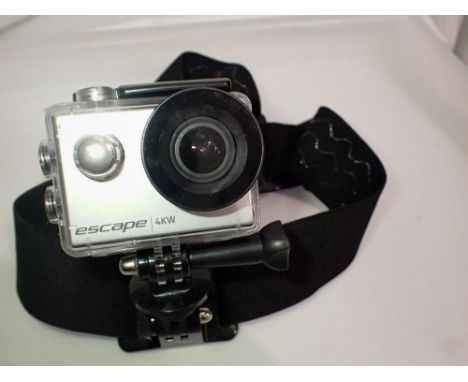 Kitvision Escape 4KW GoPro style action camera with head strap, working. UK P&P Group 1 (£16+VAT for the first lot and £2+VAT