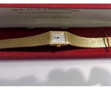 Ladies wristwatch, by Montine of Switzerland, in a red case. UK P&amp;P Group 1 (£16+VAT for the first lot and £2+VAT for sub