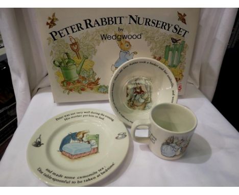 Wedgwood three piece Peter Rabbit nursery set. UK P&amp;P Group 2 (£20+VAT for the first lot and £4+VAT for subsequent lots) 