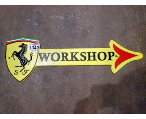 Cast iron Ferrari workshop arrow. L: 45 cm. UK P&amp;P Group 2 (£20+VAT for the first lot and £4+VAT for subsequent lots) 