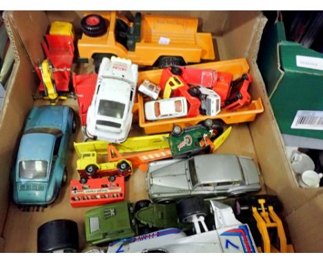 Collection of playworn diecast and plastic vehicles, including Matchbox and Bburago. Not available for in-house P&amp;P