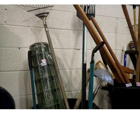Bin of mixed garden tools, bin NOT included. Not available for in-house P&amp;P
