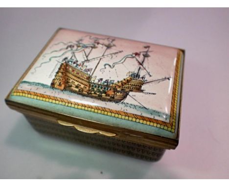 Halcyon days, Mary Rose enamel box, 60 x 45 x 30mm H. Box is in excellent condition, no cracks or discolouration. UK P&amp;P 