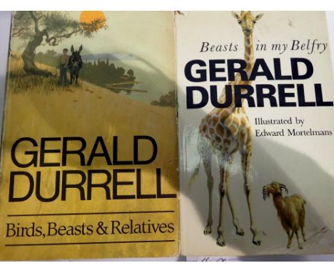 Two first edition books, by Gerald Durrel, 'Beasts In My Belfry' and 'Birds, Beasts And Relatives'. UK P&amp;P Group 1 (£16+V