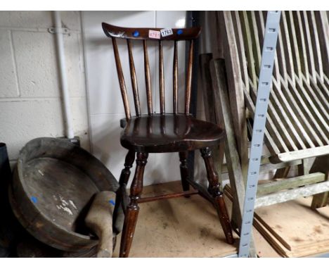 Child's stick chair, wooden bowl and a lead bossing hammer. Not available for in-house P&amp;P