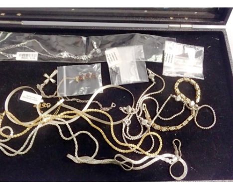Case of mixed silver bracelets, mostly unworn. UK P&amp;P Group 2 (£20+VAT for the first lot and £4+VAT for subsequent lots)